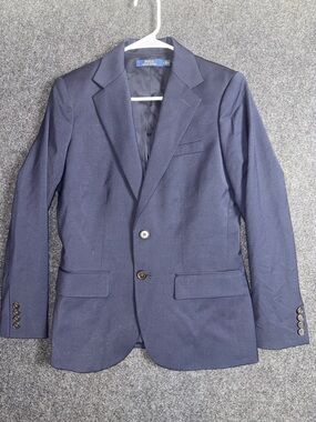 Polo Ralph Lauren Navy Blue Wool Blend Two Button Blazer Jacket Womens Size 4